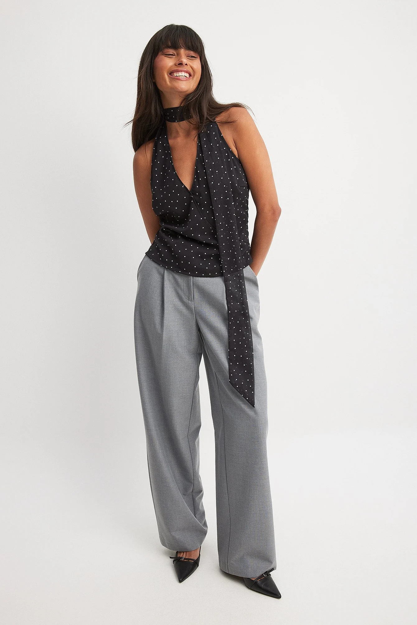 Chiffon-Halterneck-Oberteil mit Print