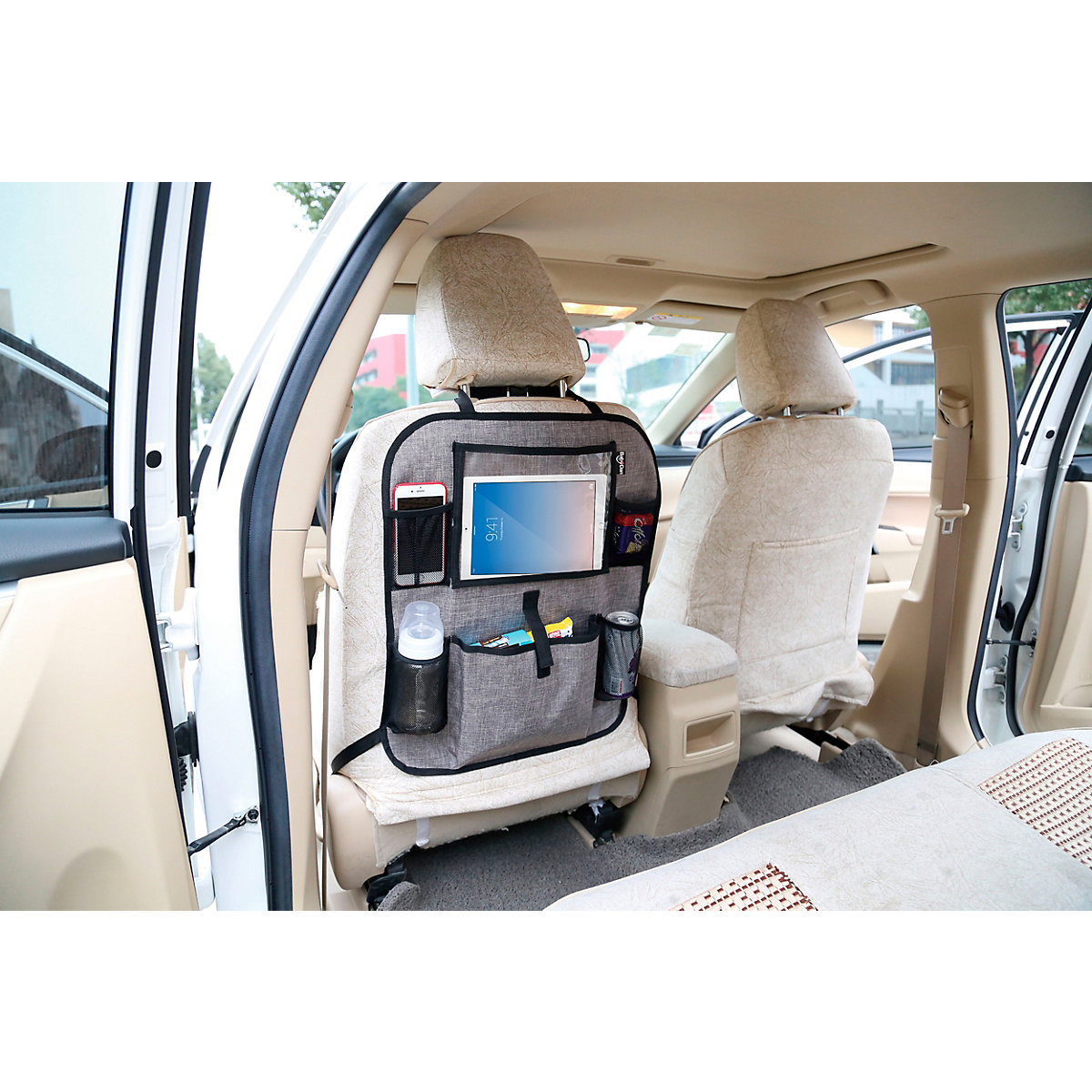 Auto Rückenlehnenschutz mit Organizer und Tablet-Halter