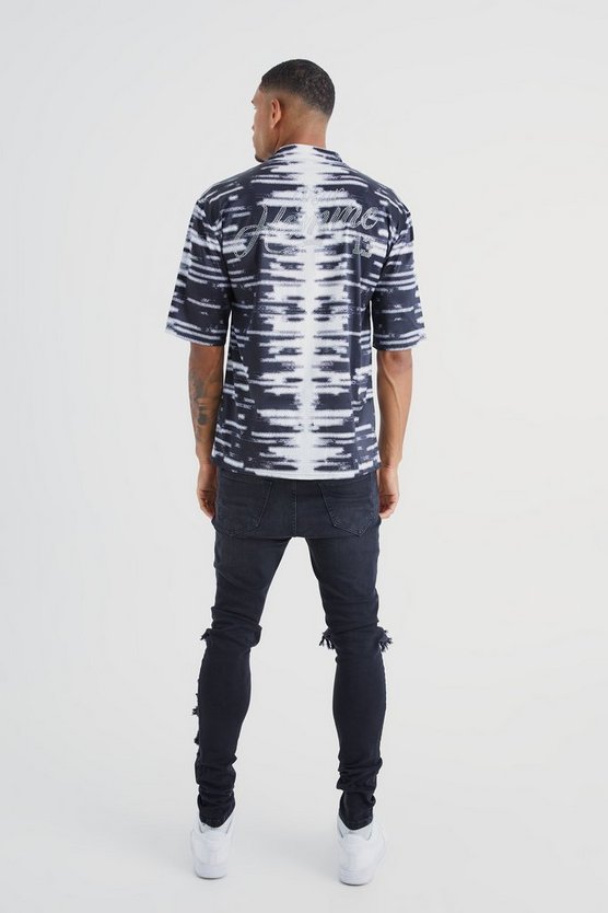 Tall kurzärmliges Satin-Hemd