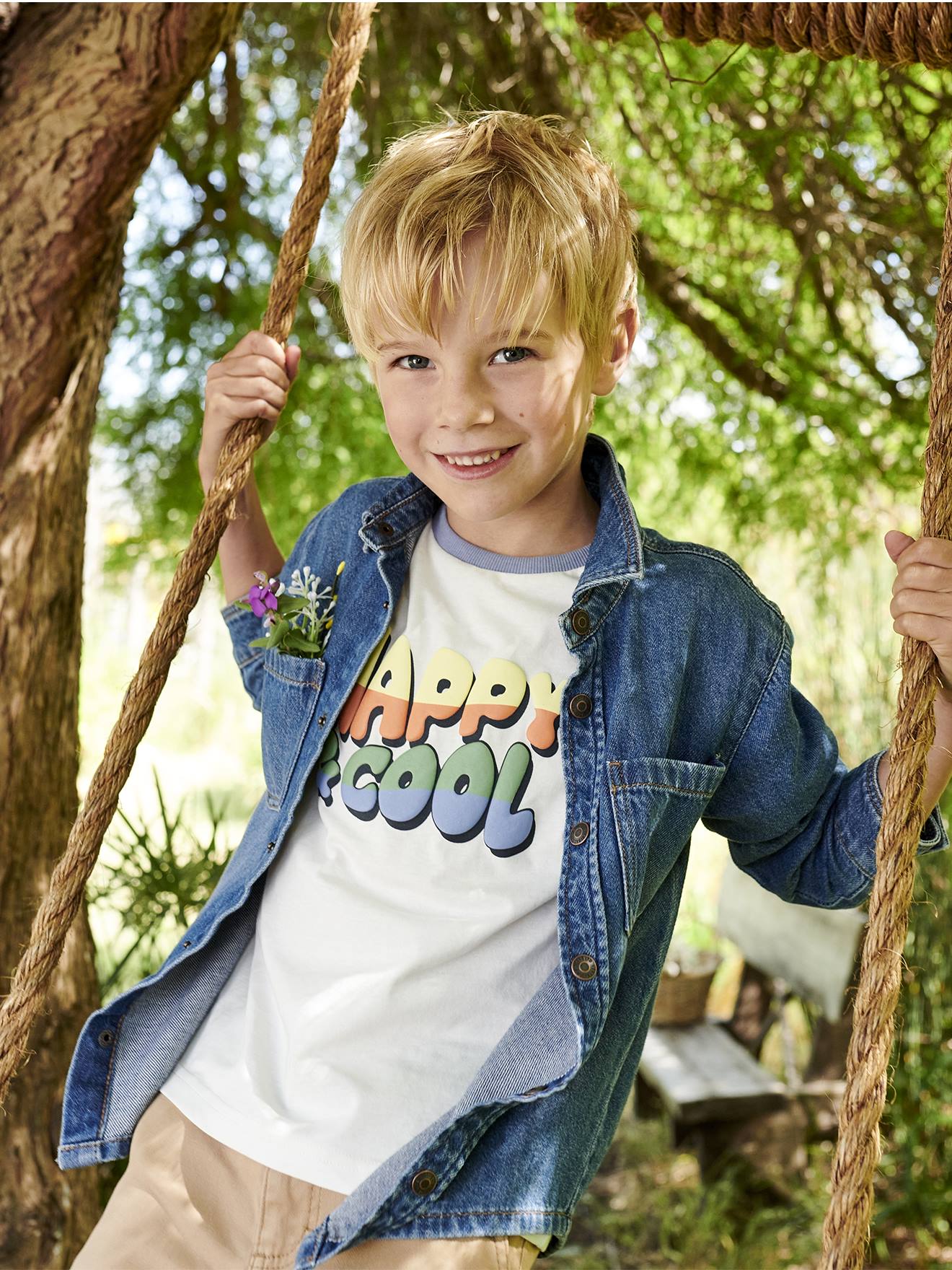 Vertbaudet Jungen Jeanshemd, personalisierbar - schwarz denim