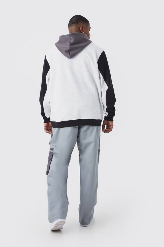 Plus lockere Colorblock Cargo-Hose mit Official-Logo