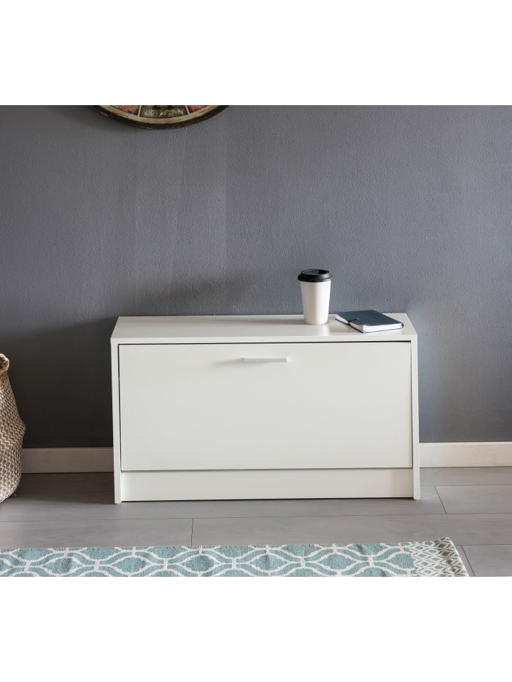 KADIMA DESIGN Schuhbank SPLIT mit Sitzfläche Schuhkipper Holz 80 x 47 x 24 cm, in Weiß günstig kaufen onesize
