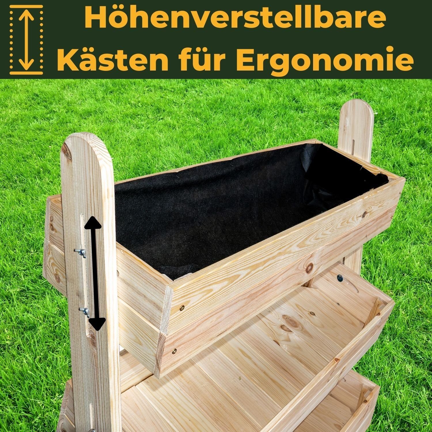 Coemo Hochbeet, Vertikalbeet aus Holz mit 4 neigbaren Pflanzkästen