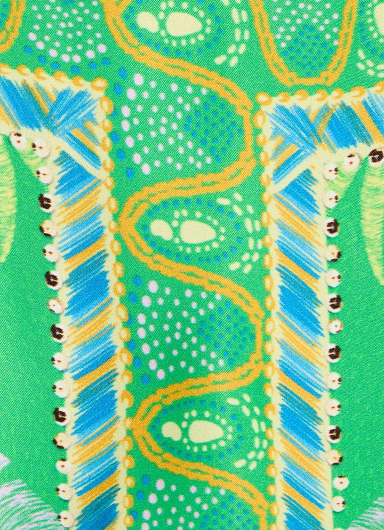 Vestido midi Farm Rio con cinturón de lazo y estampado de hojas