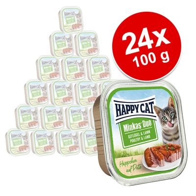 Happy Cat Minkas Duo Häppchen auf Paté Schälchen 24 x 100 g