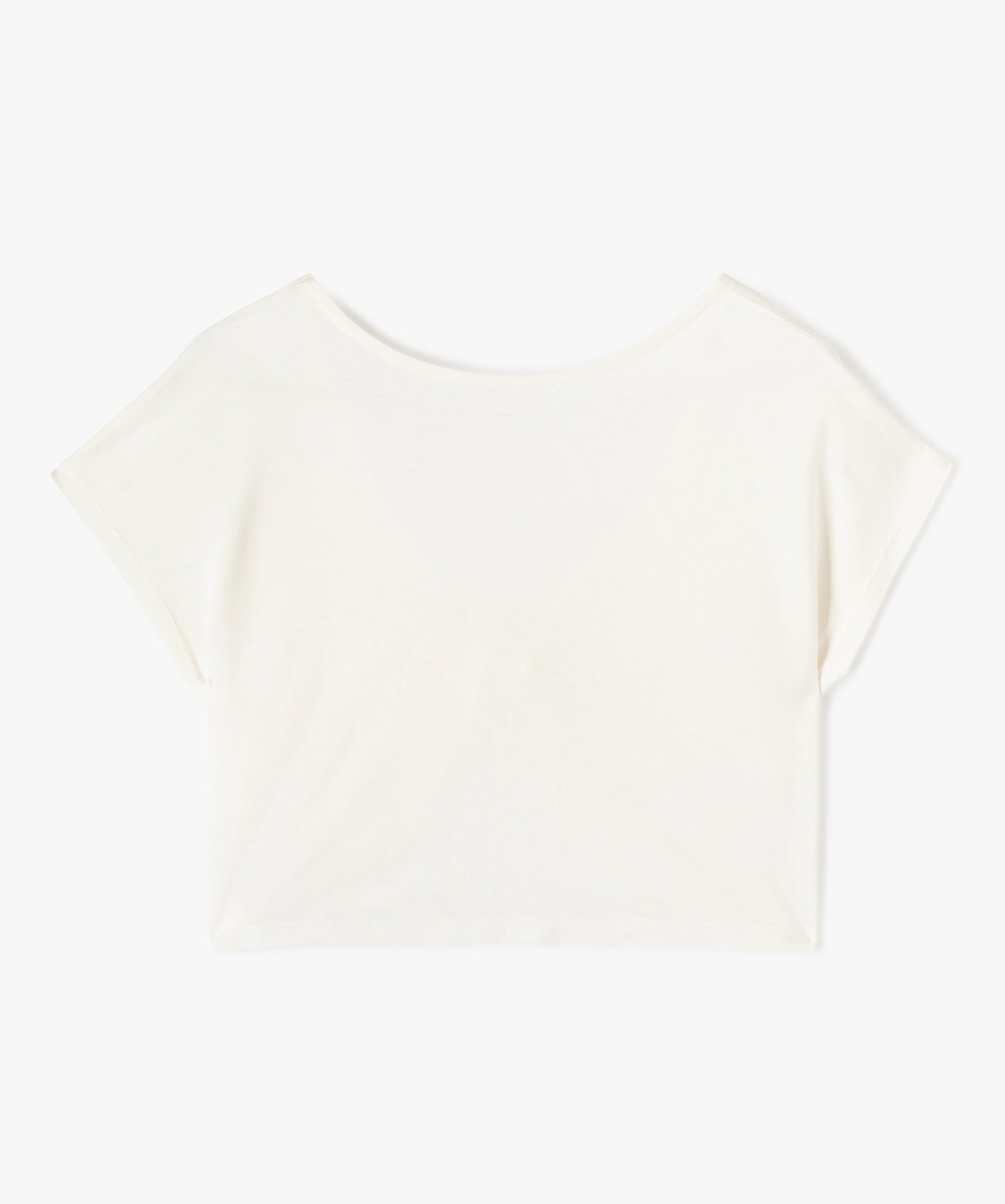 Tee-shirt fille crop top à dos ouvert ecru | GEMO