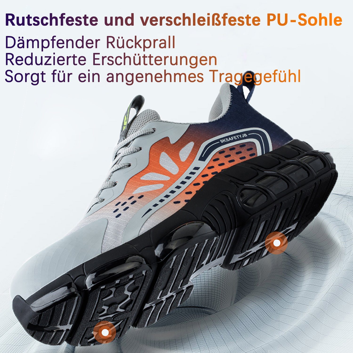 TOPMELON Stahlkappenschuhe mit Schnell trocknendes Futter Sicherheitsschuh