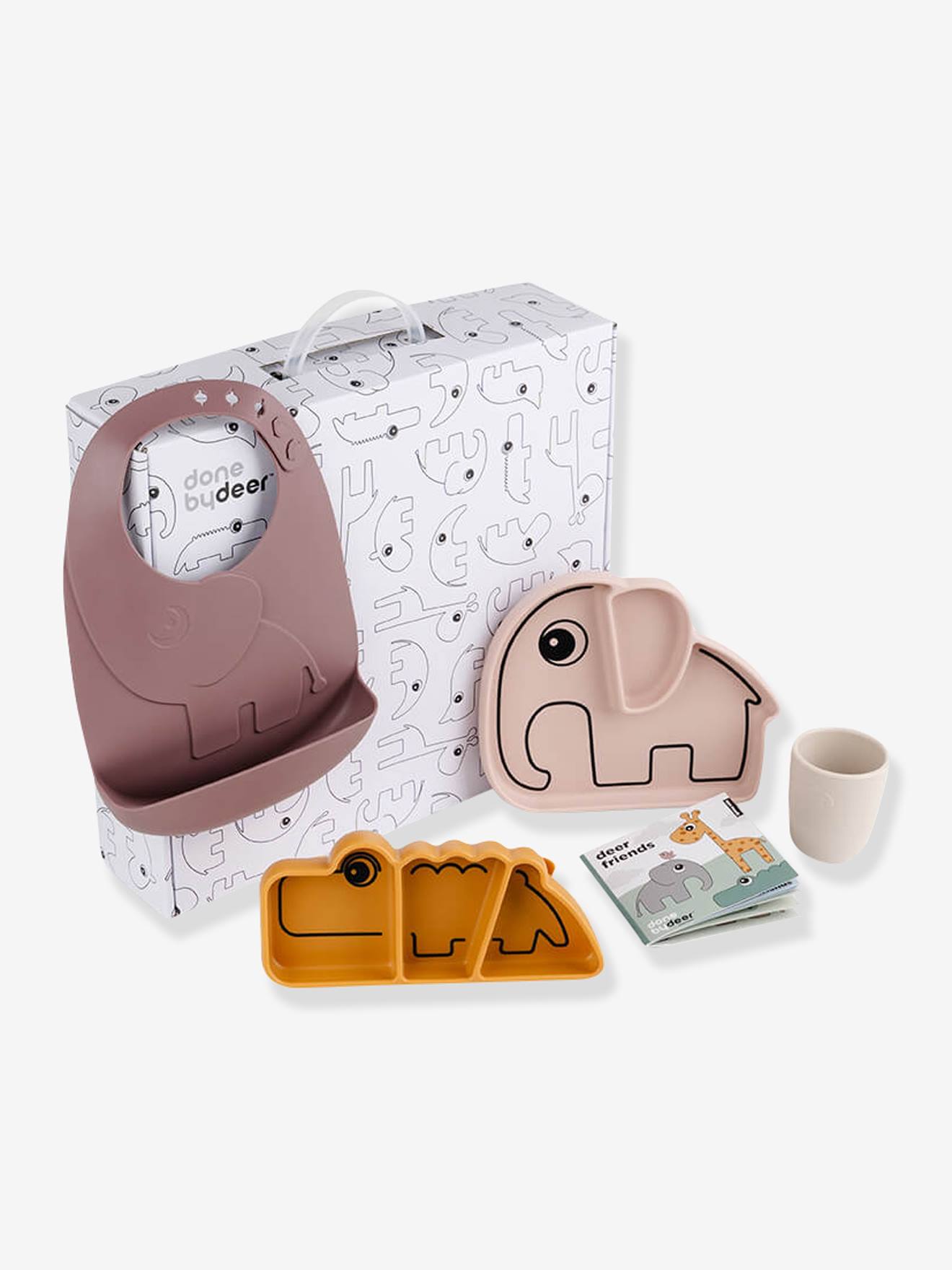 Coffret repas 4 pièces DONE BY DEER Goodie Box Stick&Stay en silicone bleu/gris/vert