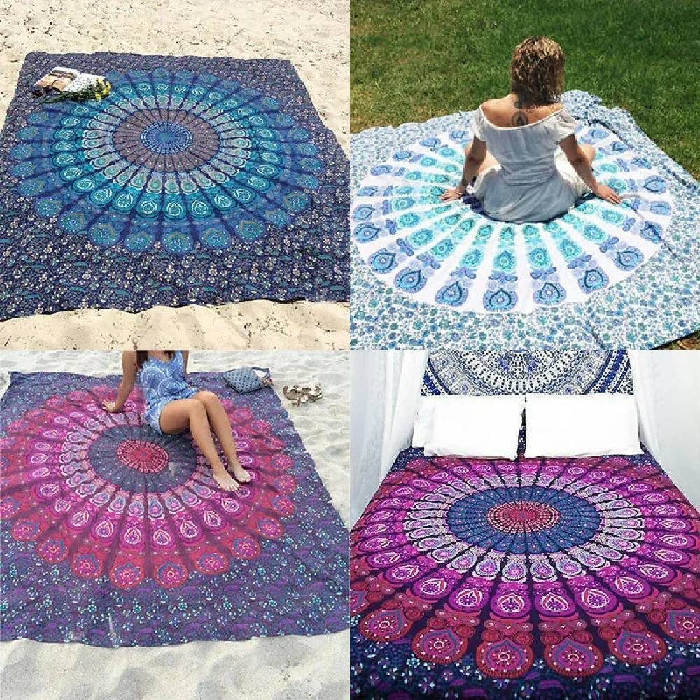 Blusmart Strandtücher Rundes Strandtuch mit Quasten, mit Quastengefühl, Sonnenschutztuch, Poolhandtuch 150cm