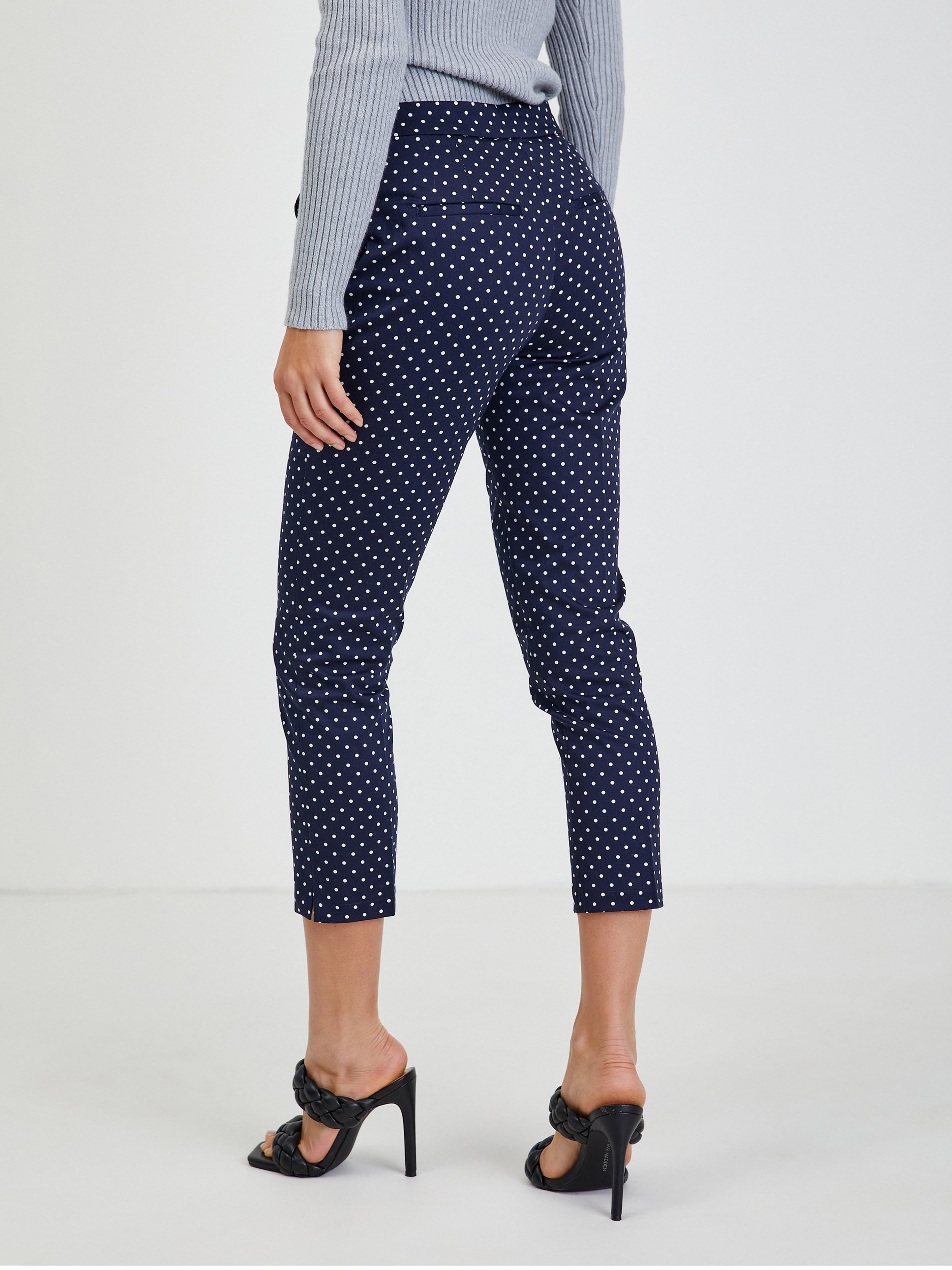 Dunkelblaue gepunktete Damenhose ORSAY