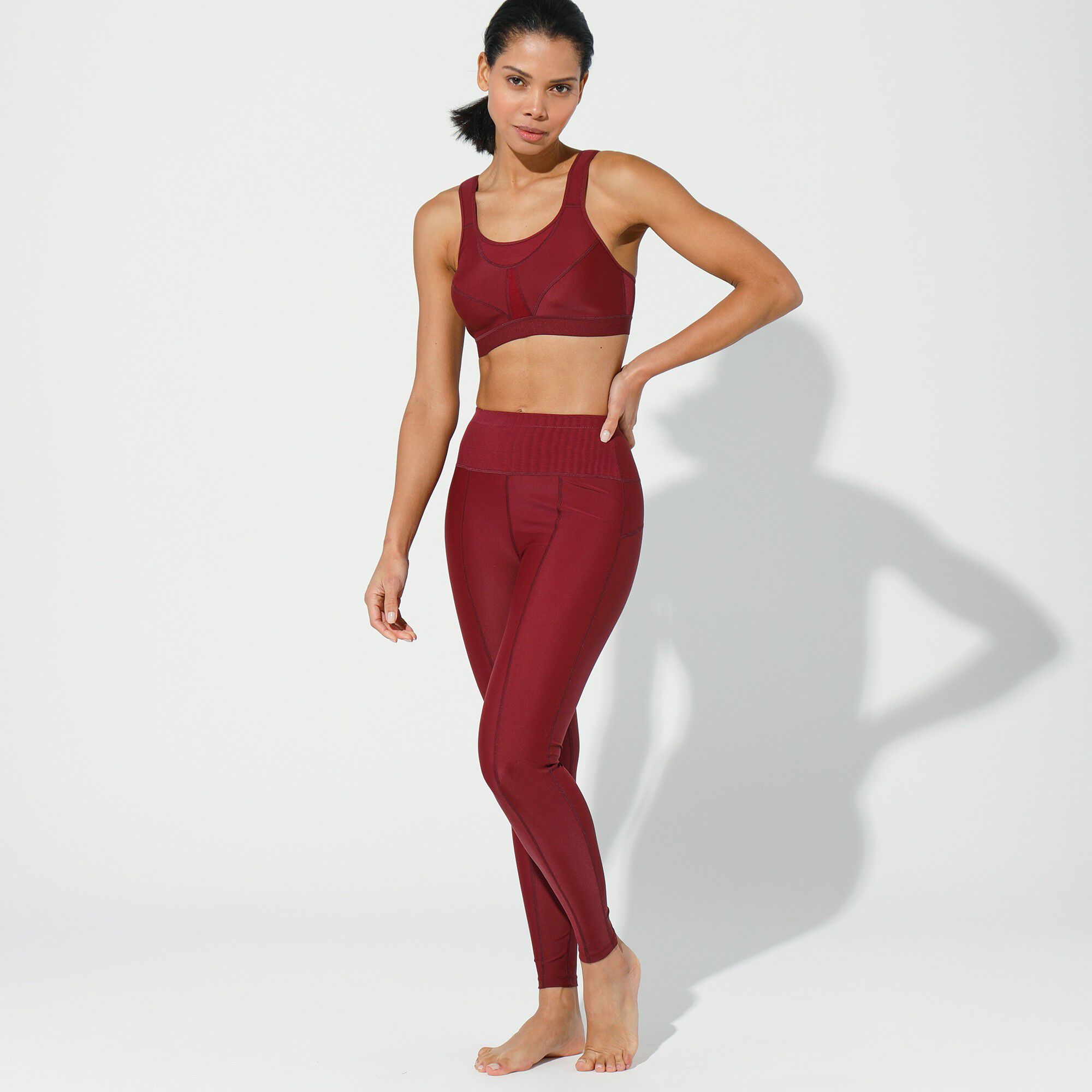 Legging de sport maille stretch et tulle résille