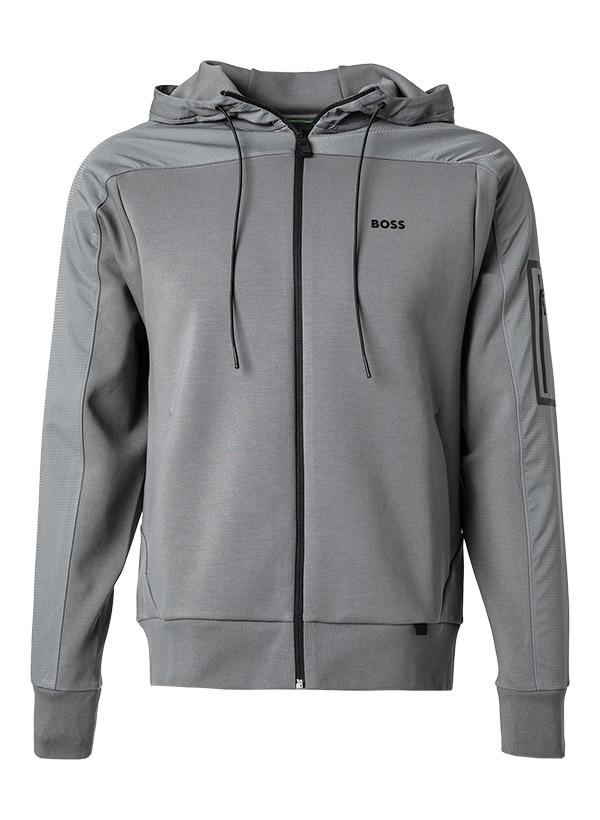 BOSS Green, Sweatjacke, Baumwoll-Stretch, grau