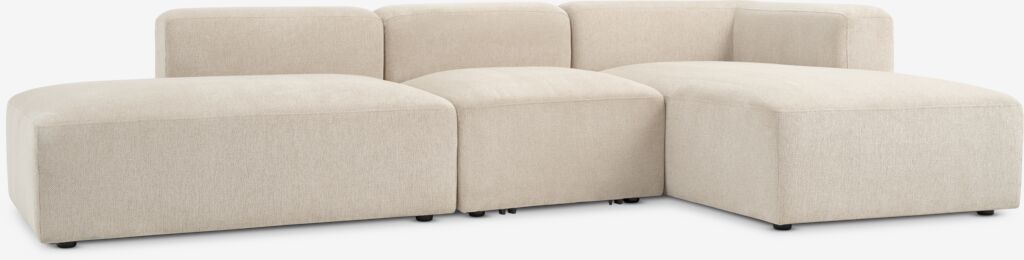 SKEJBY Sofá modular SKEJBY 3 lugares chaise longue/tecido areia aberta