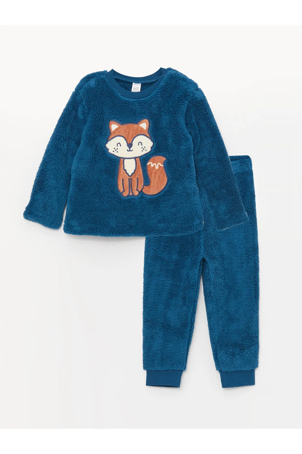 LC Waikiki  Langarm-Pyjama-Set für Jungen aus Plüsch mit Rundhalsausschnitt und Stickerei-Detail