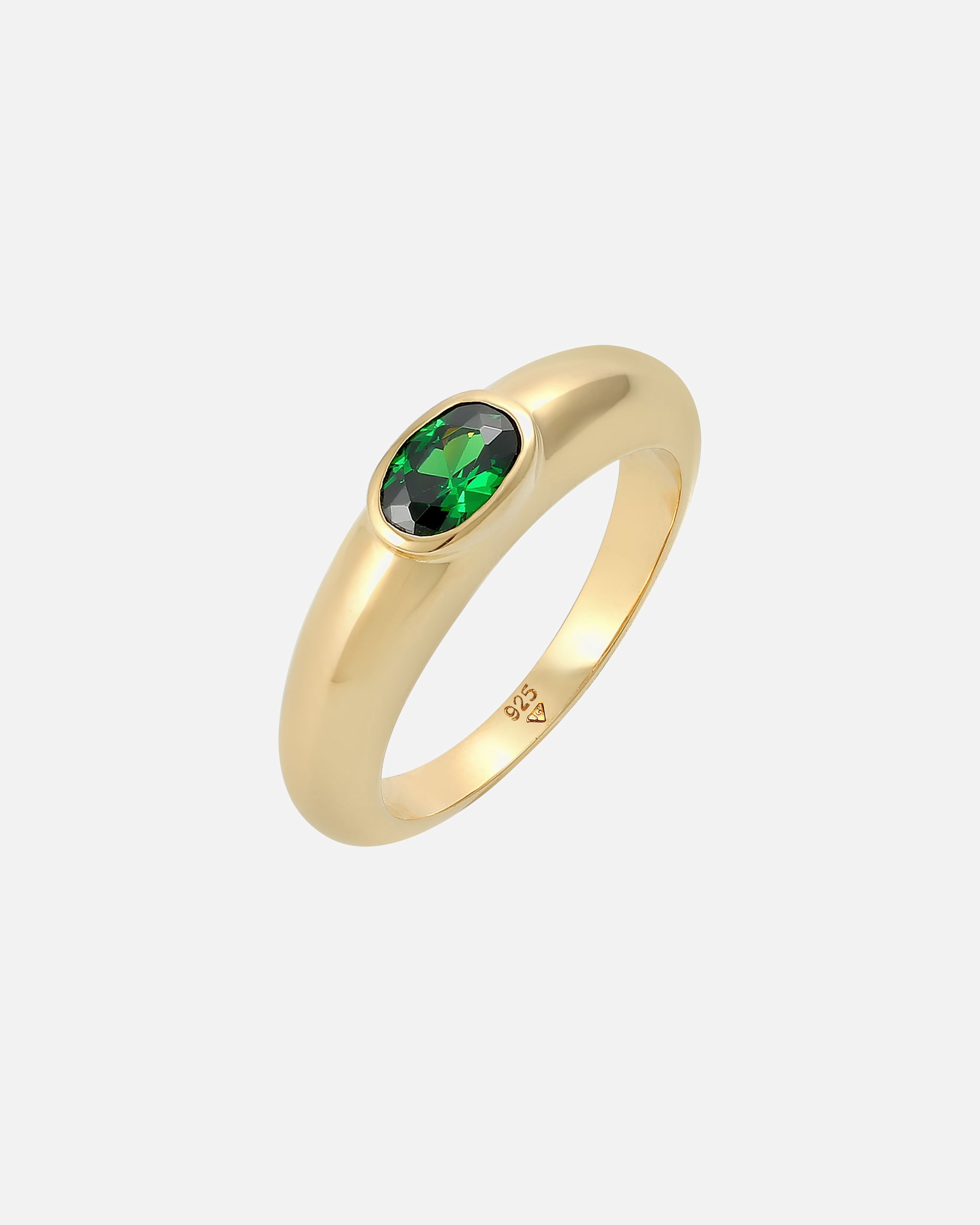 Ženski prsten Elli, ovalni zeleni solitar s kubnim cirkonom, od 925 sterling srebra, pozlaćen