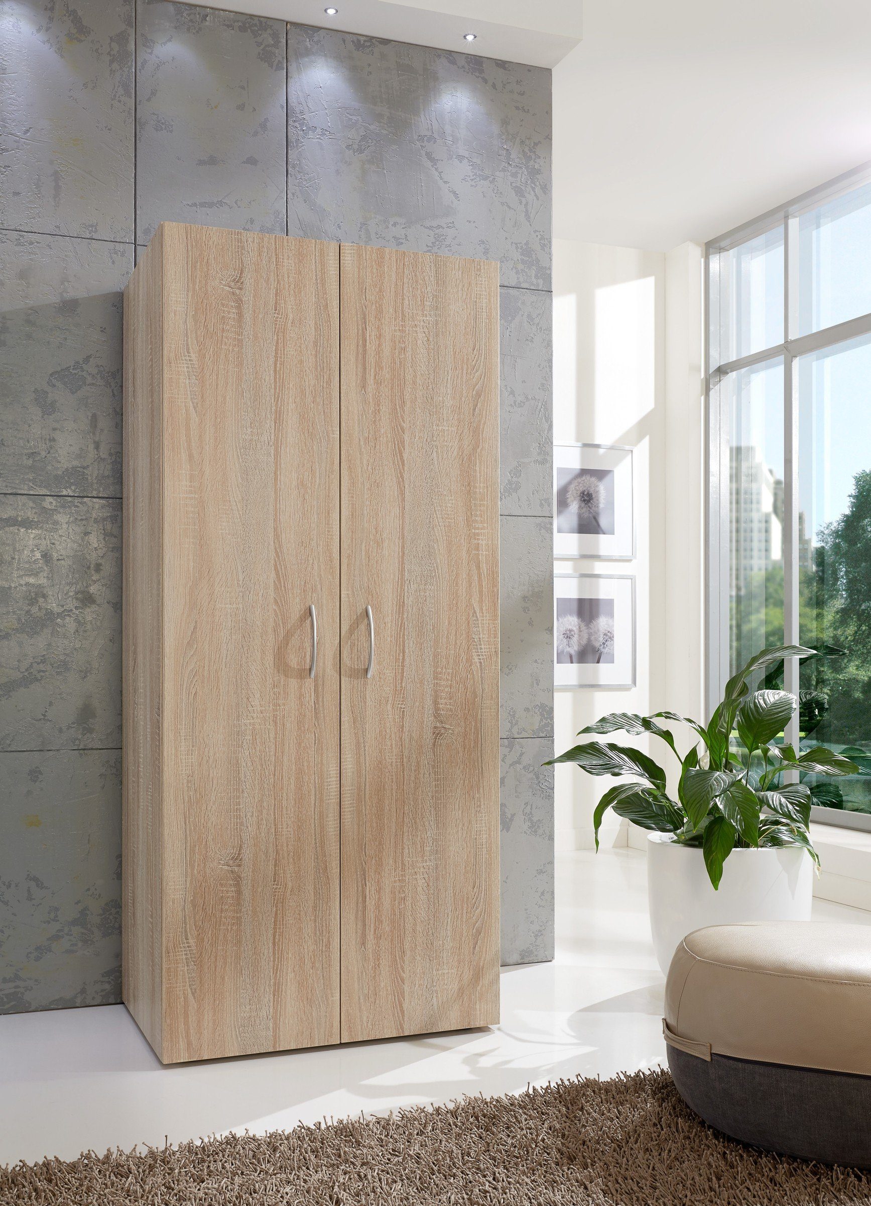 freiraum Mehrzweckschrank Multiraumkonzept (BxH: 80x185 cm) in EICHE SAEGERAU-NACHBILDUNG mit 2 Türen und 5 Einlegeböden