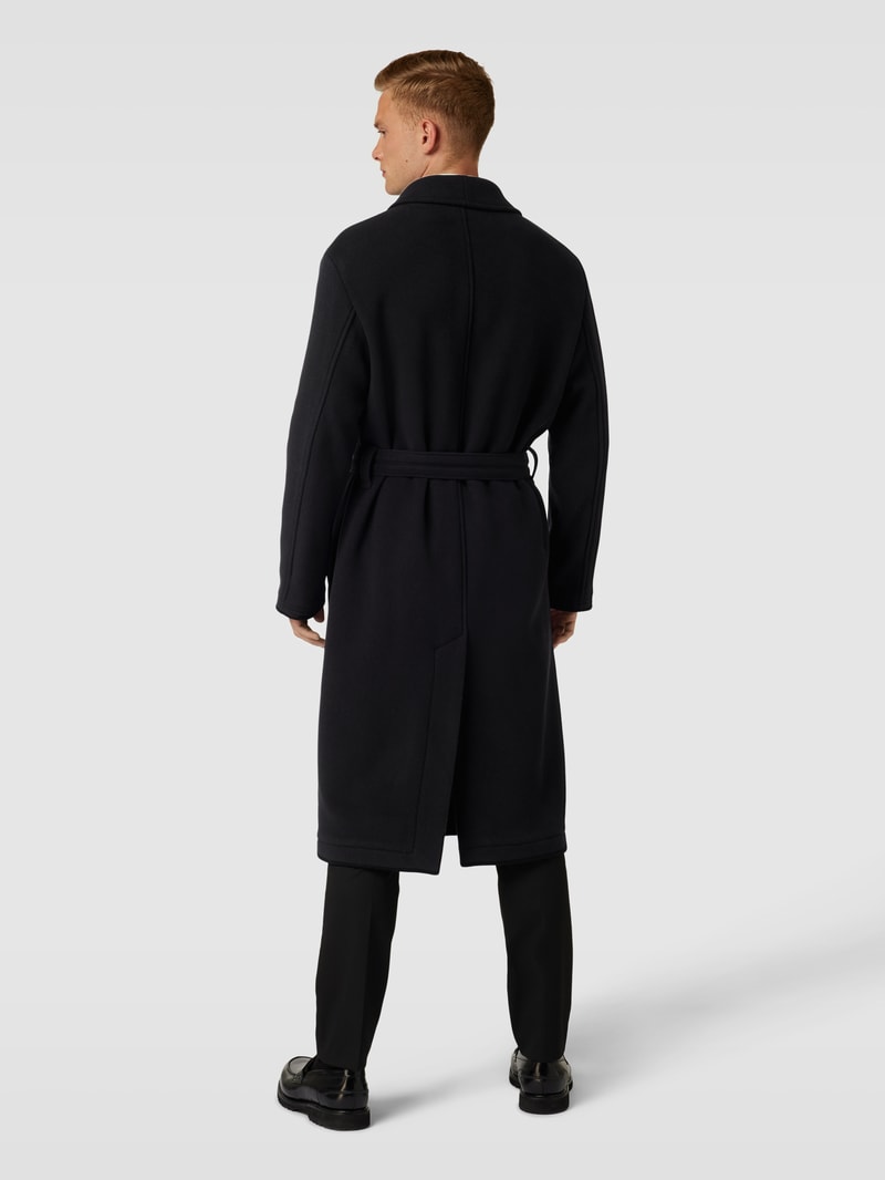 Kurzmantel mit Bindegürtel Modell 'Marwan' in schwarz