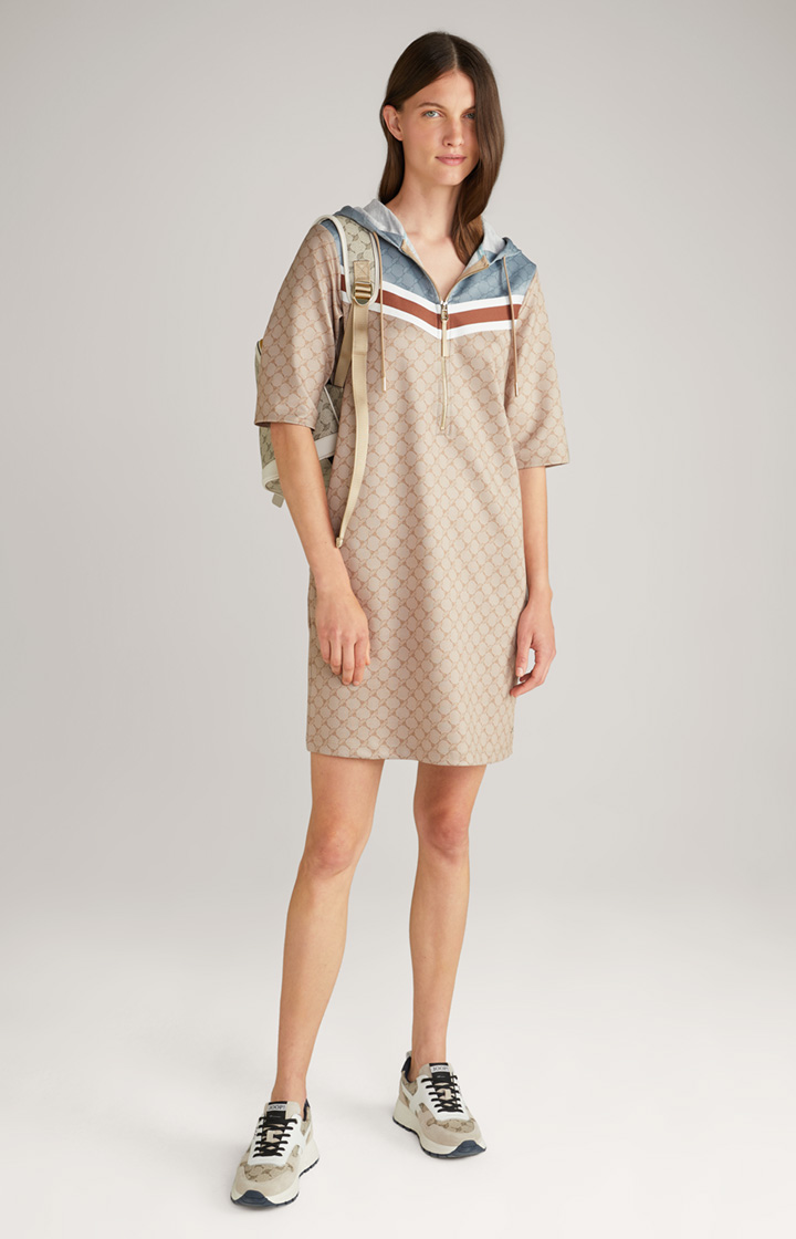 Sweat-Kleid in Beige gemustert