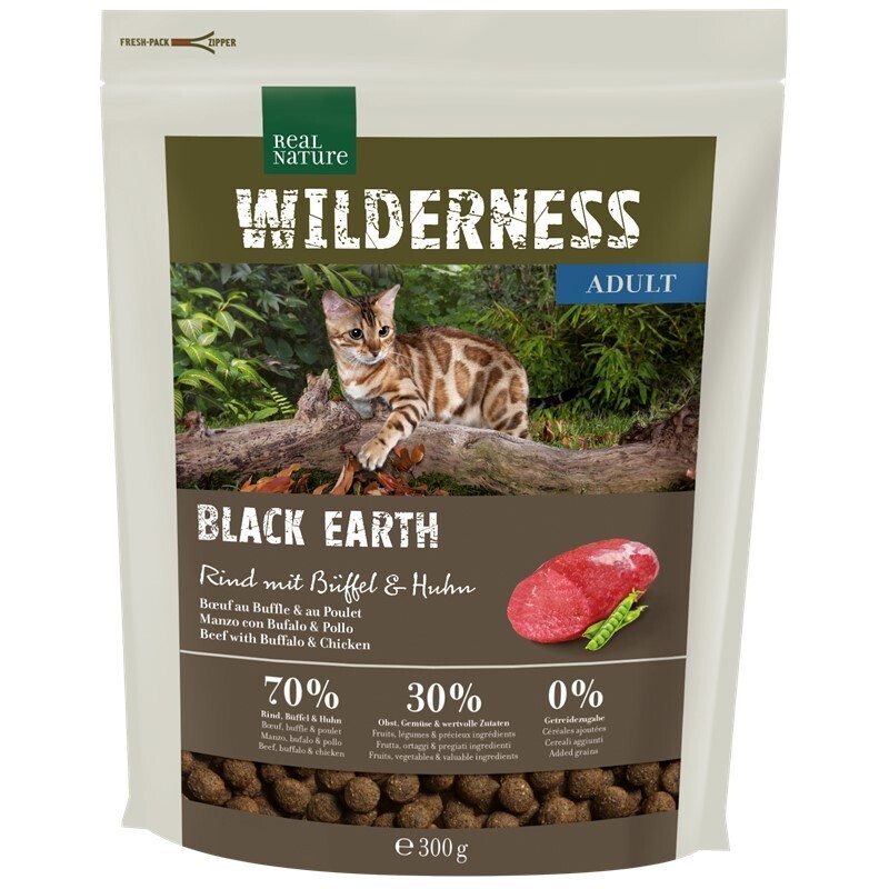 REAL NATURE Trockenfutter REAL NATURE WILDERNESS Black Earth Adult Rind, Büffel & Huhn 300 g