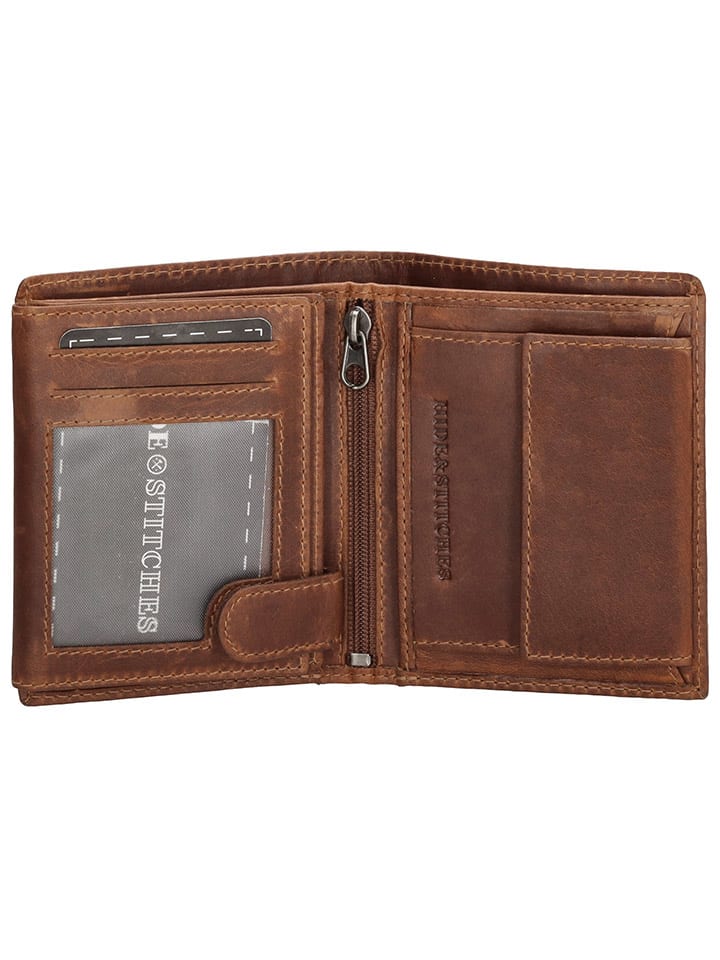 HIDE & STITCHES Leder-Geldbörse in Hellbraun - (B)10 x (H)8 x (T)1,5 cm günstig kaufen onesize