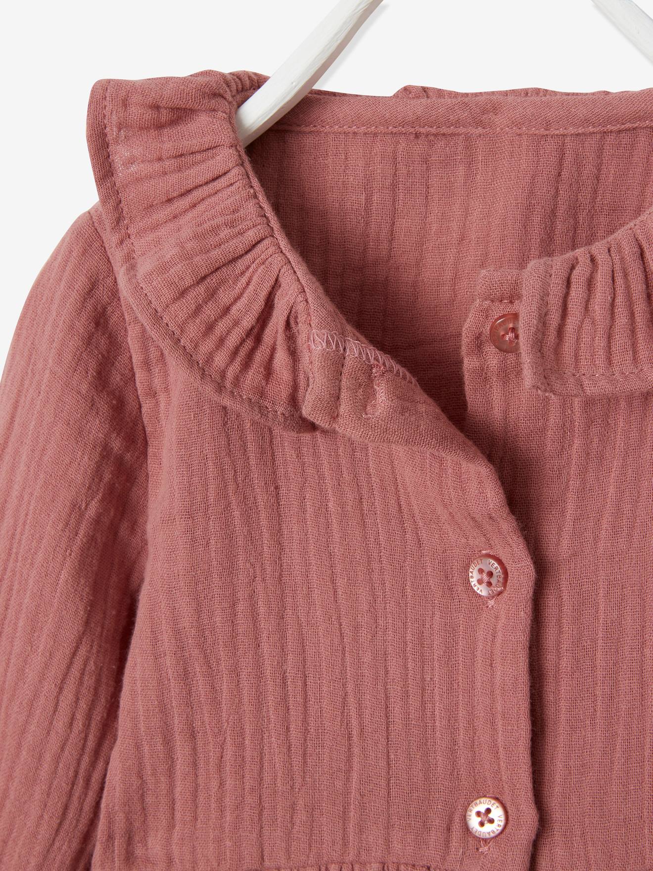 Vertbaudet Baby Kleid mit Kragen, Musselin - altrosa