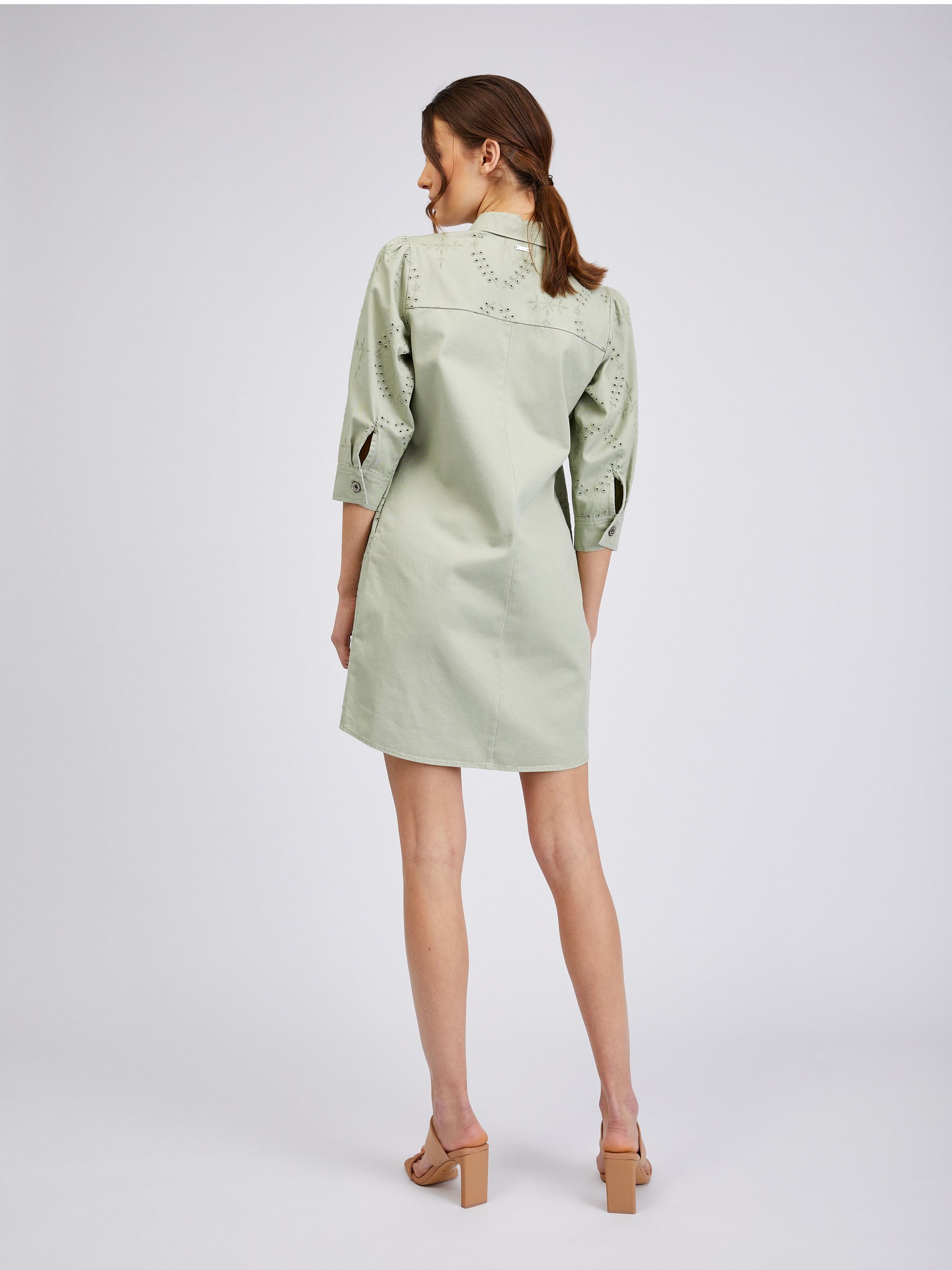 Hellgrünes Damen-Denim-Kleid ORSAY