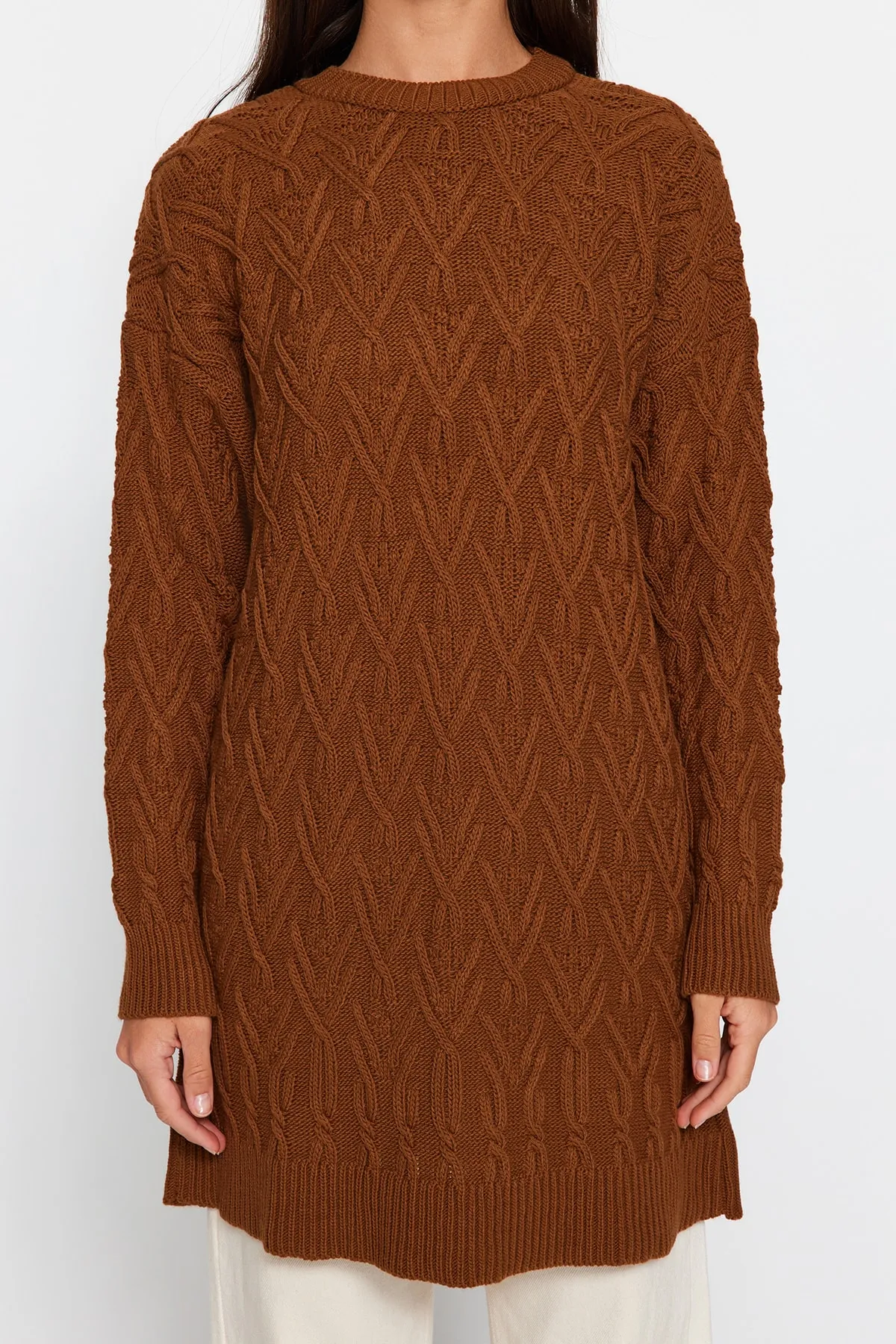 Trendyol Modest  Tile Openwork Rundhals-Strickpullover TCTAW24AK00051