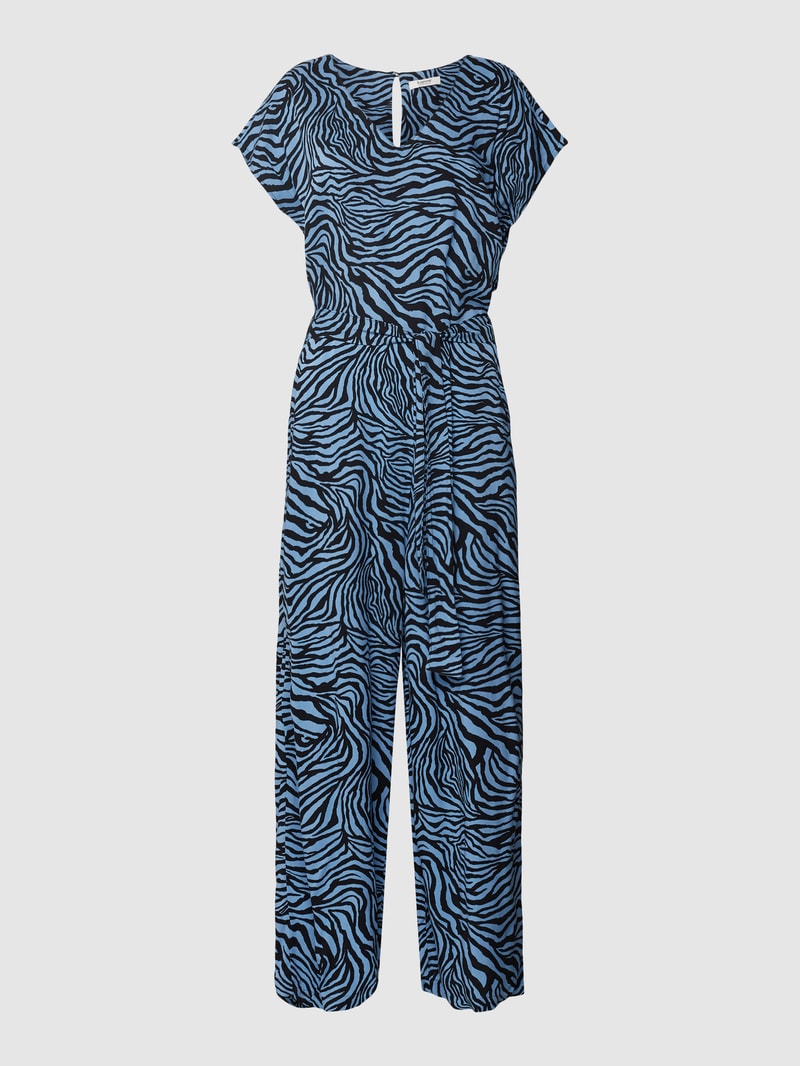 Jumpsuit aus reiner Viskose mit Animal-Print Modell 'Joella' in bleu
