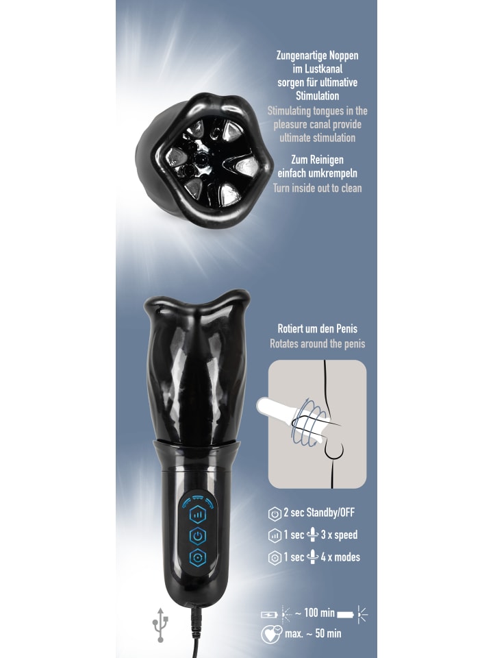 Stroker Masturbator Rotating Masturbator in schwarz günstig kaufen 21,2 cm