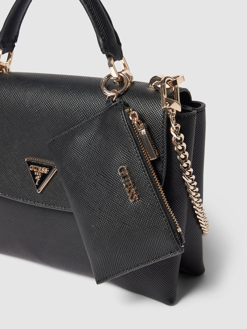 Handtasche mit Label-Applikation Modell 'CRAIG' in schwarz