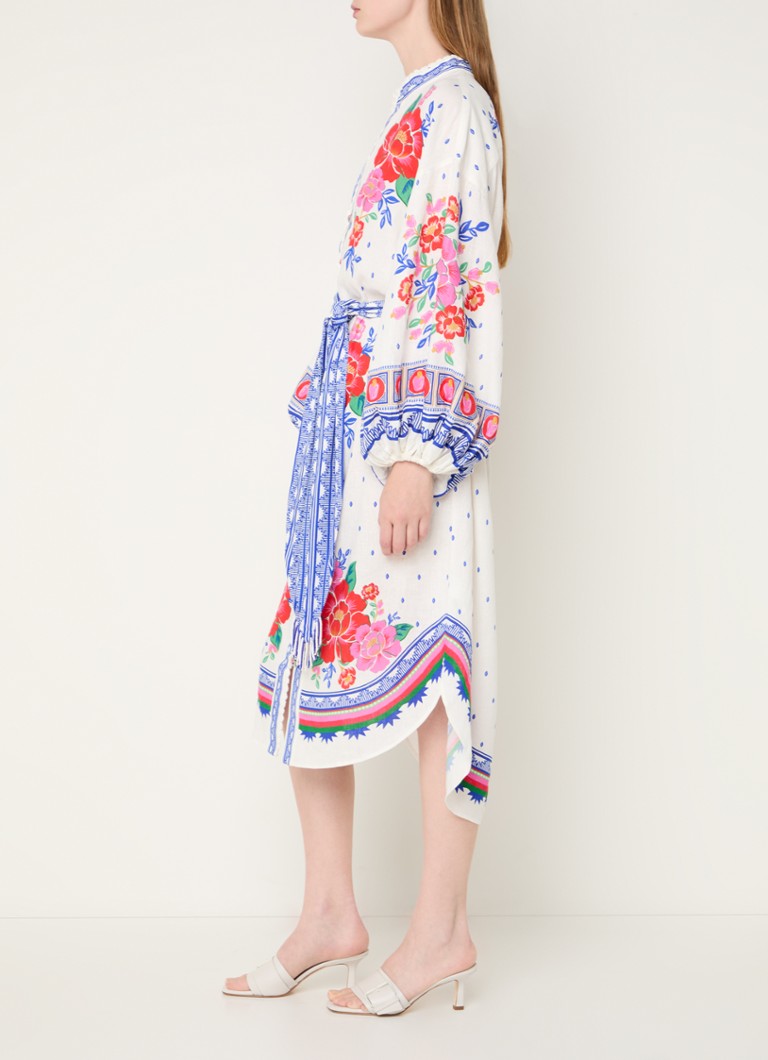 Abito midi a blusa in misto lino con stampa floreale Farm Rio