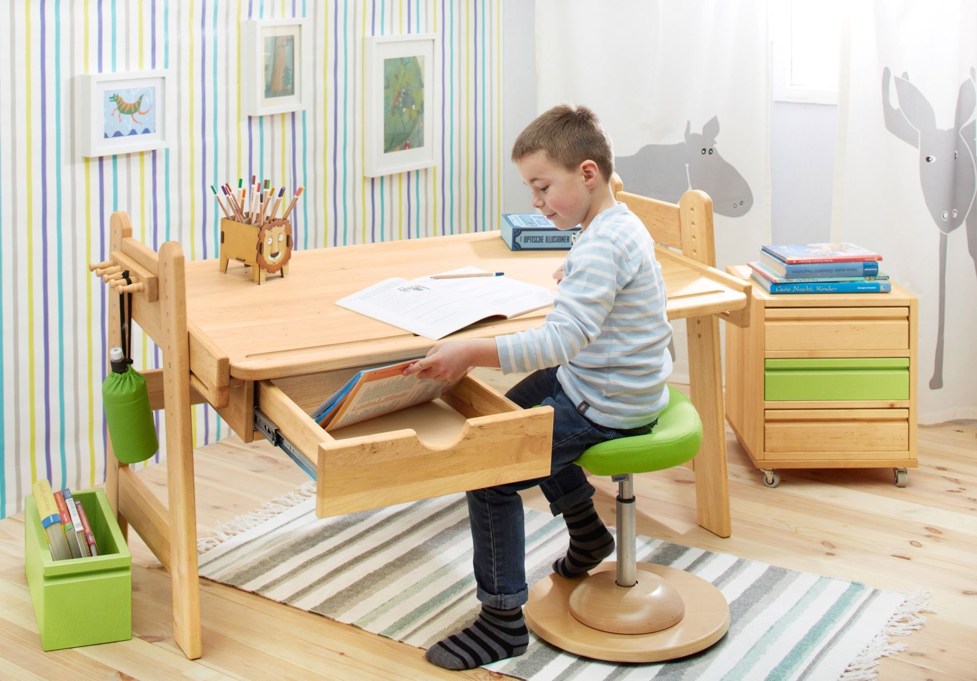 BioKinder - Das gesunde Kinderzimmer Spielzeugtruhe Laura, Office-Schublade, 1 St. Kiefer Erle