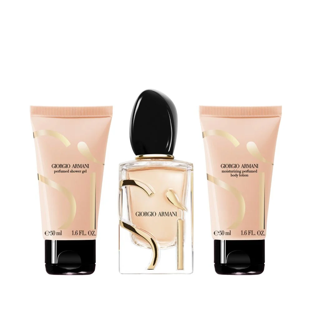Armani Sì Geschenkset Sì Eau de Parfum + Körperlotion + Duschgel – Urlaub 2025 – Damenparfüm-Geschenkset, Eau de Parfum