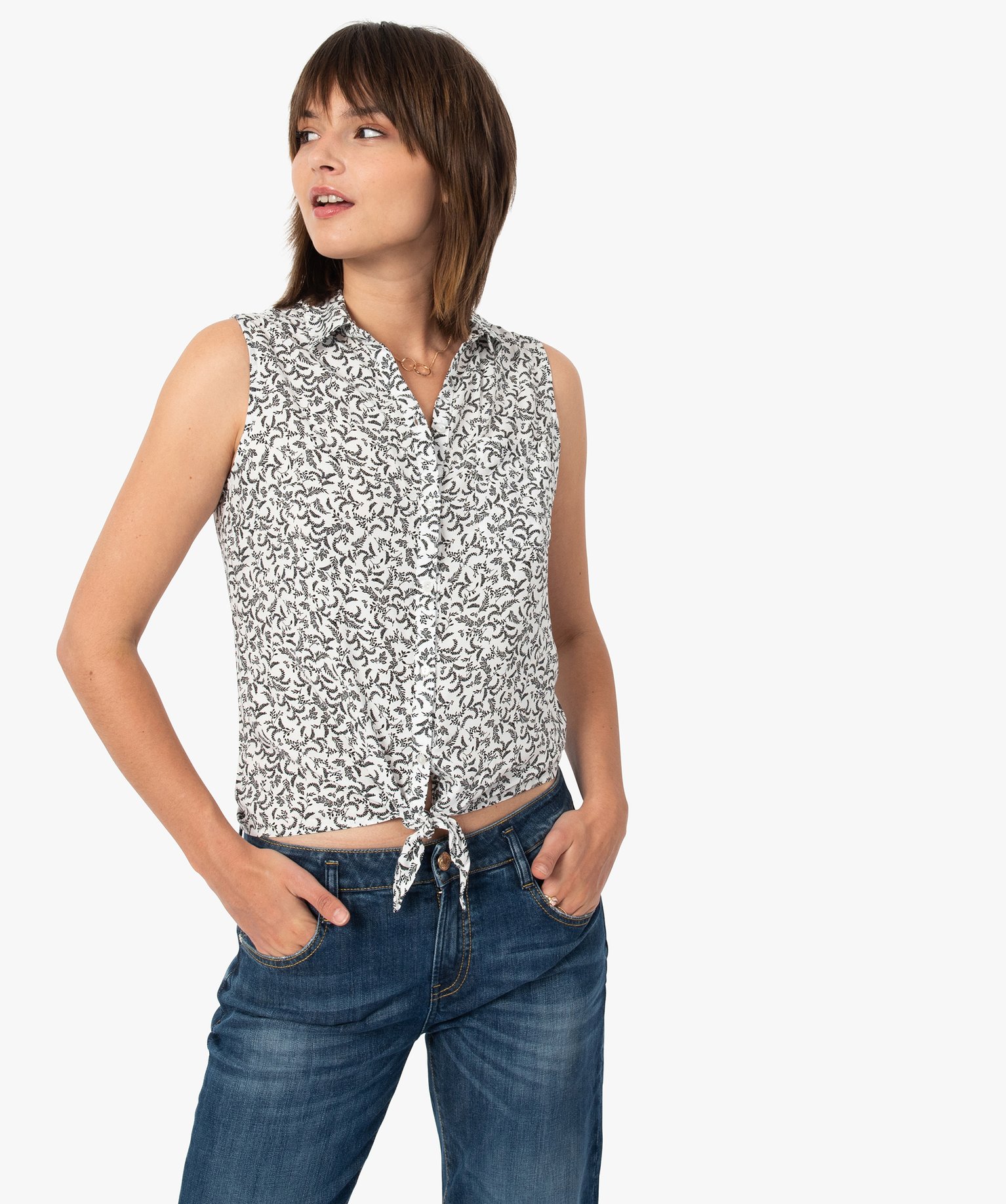 Chemise femme imprimée sans manches imprime | GEMO