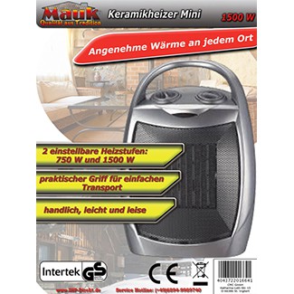 MAUK Keramikheizer Mini 1500W, tragbar