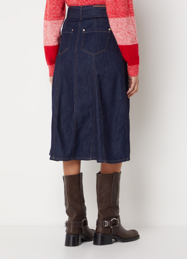 Saia midi jeans Dakota da ba&sh com cinto.