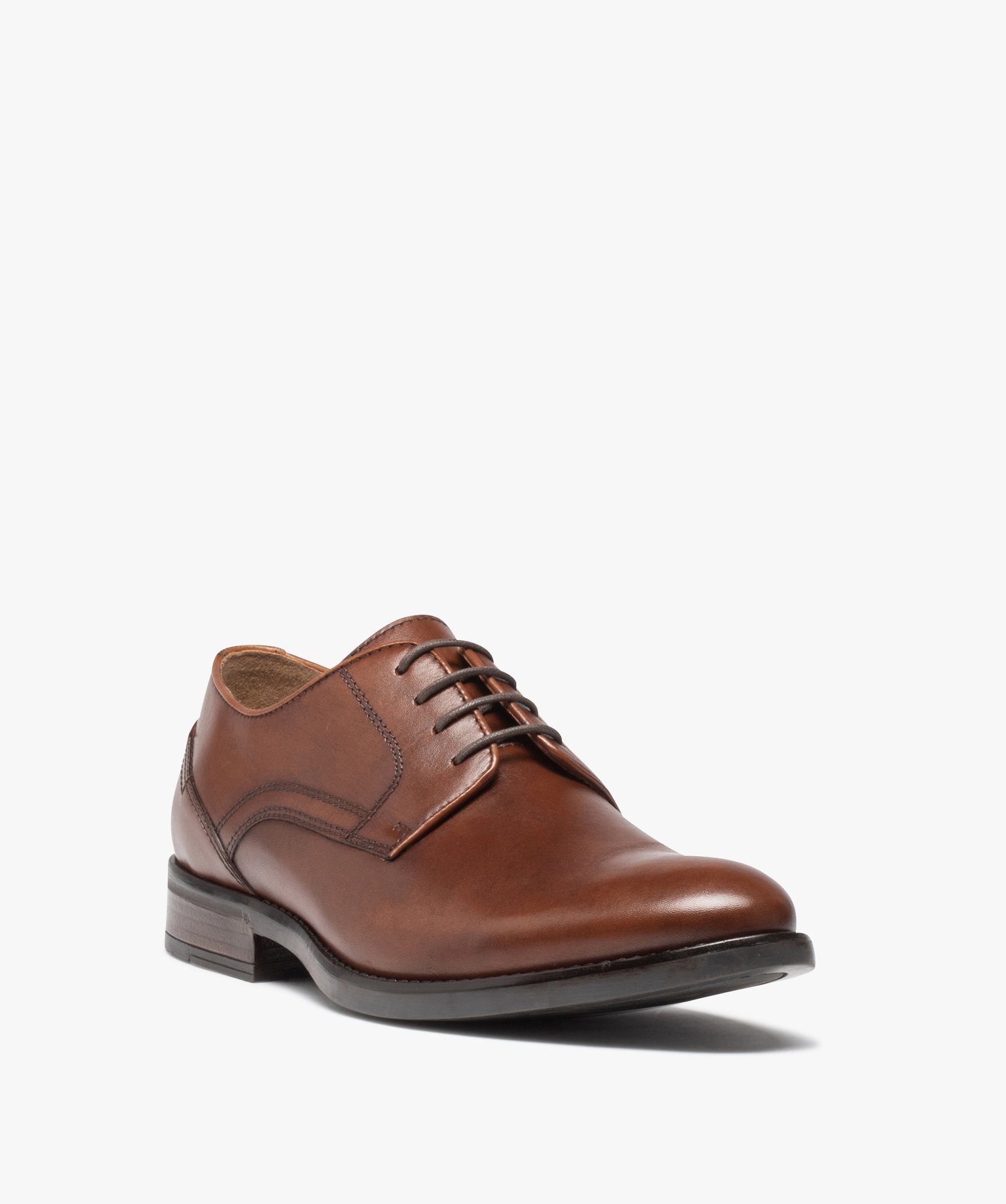 Derbies homme unies en cuir à lacets ronds marron | GEMO