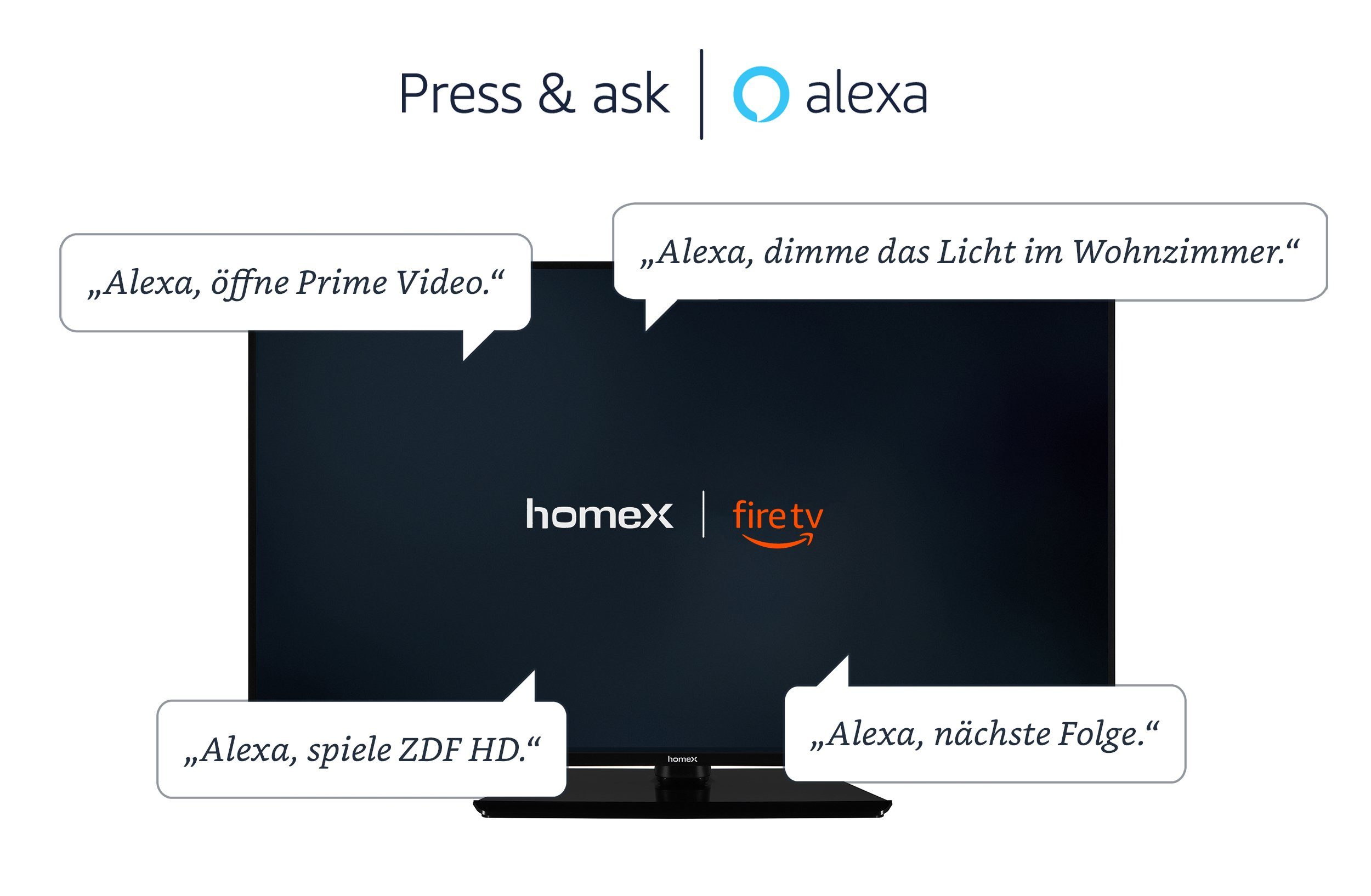 homeX UA43FT5505 LCD-LED Fernseher (108 cm/43 Zoll, 4K Ultra HD, Fire TV, HDR Dolby Vision, Triple-Tuner, Alexa)