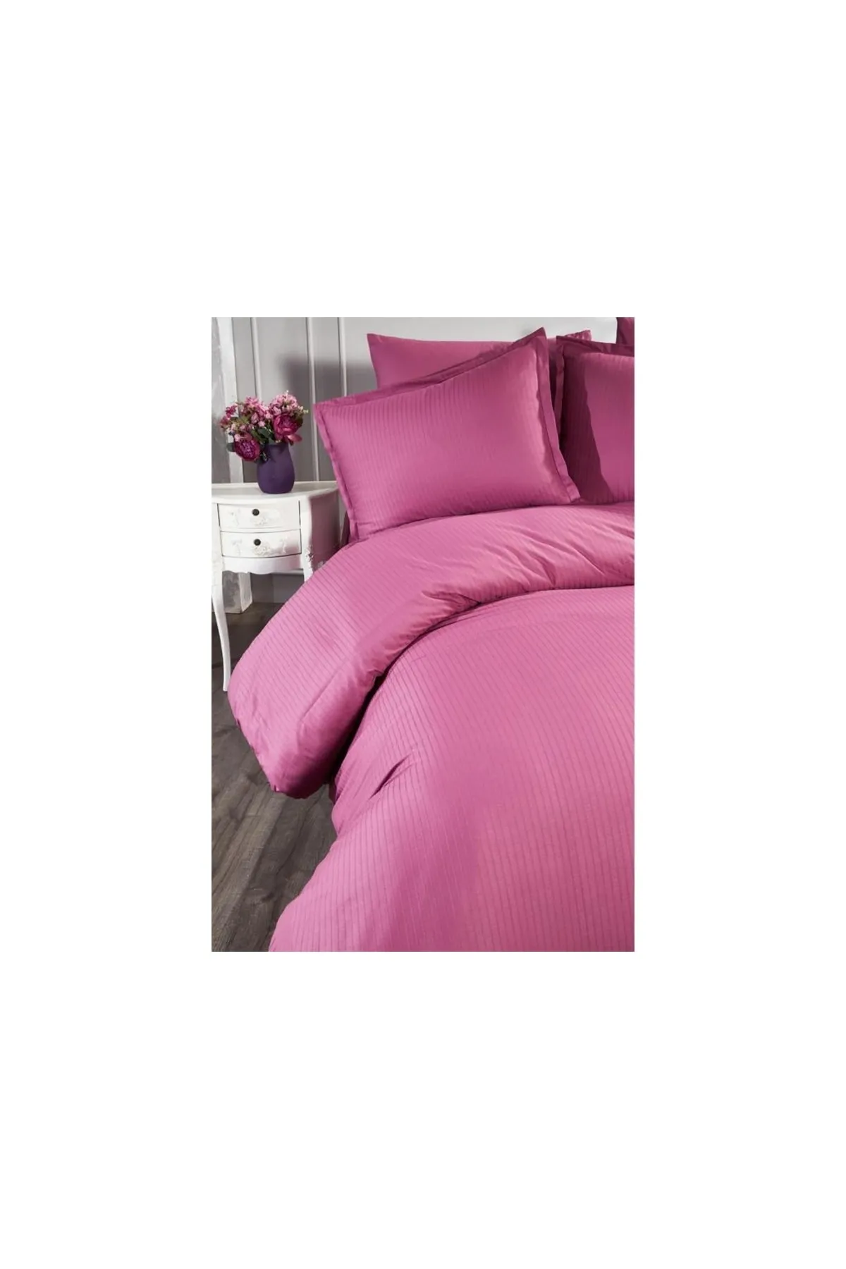 Çeyiz Diyarı  Satin-Elegantes Dobby-Doppelbettbezug-Set, Pflaume