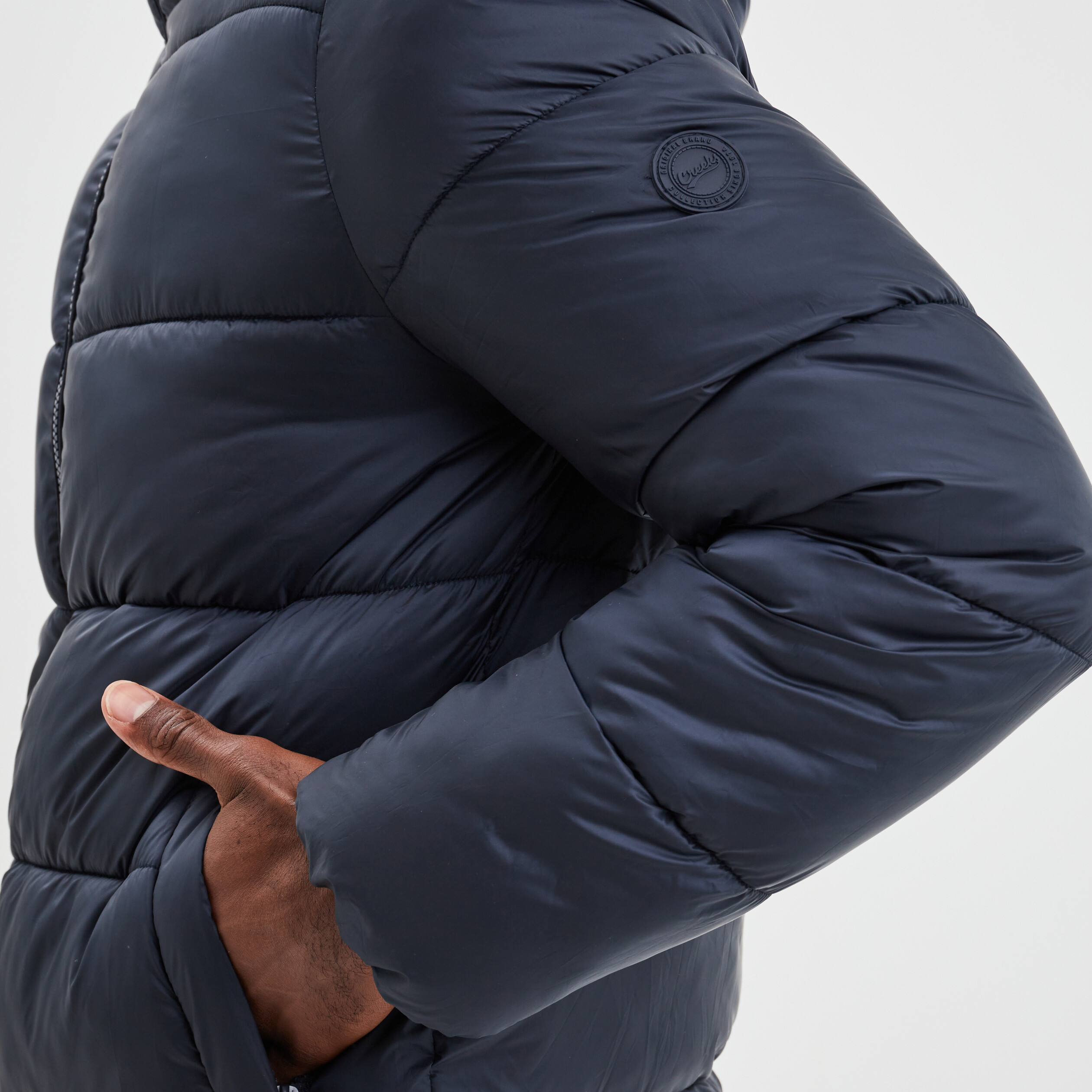 Doudoune zippée à capuche bleu marine homme | La Halle