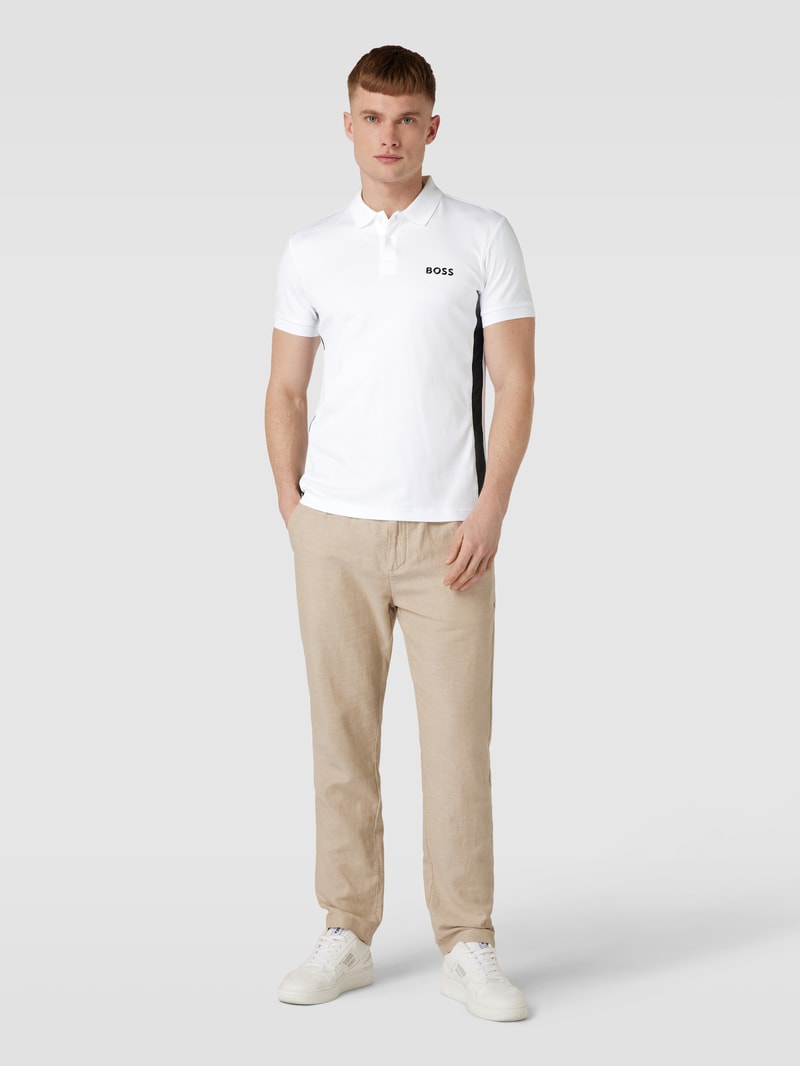 Slim Fit Poloshirt mit Label-Detail Modell 'Paule' in weiß