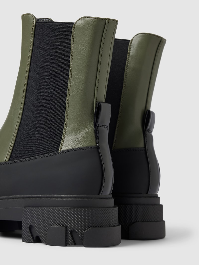 Chelsea Boots mit Kontrastbesatz Modell 'CHUNKY' in olivgrün