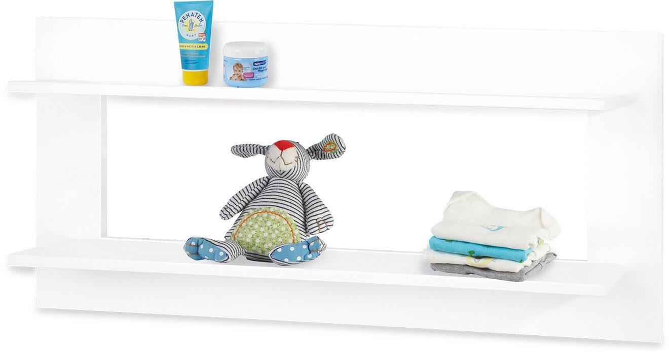 Pinolino® Babyzimmer-Komplettset Hilda & Riva, (Set, 4-St., Hausbett, Wickelkommode, Kleiderschrank, Wandregal), breit; Hausbett, Wickelkommode breit, 2-trg. Kleiderschrank & Wandrgal