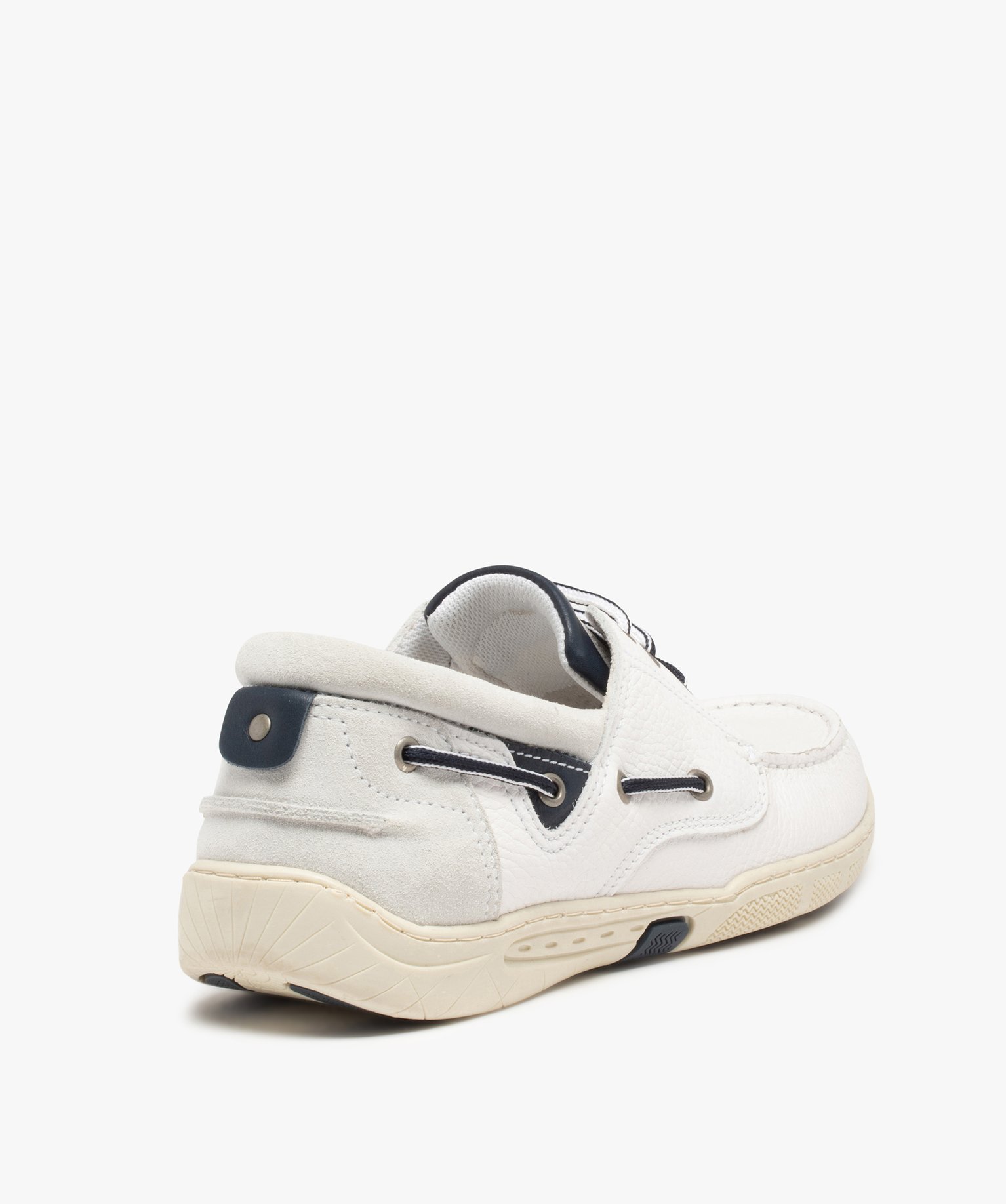 Chaussures bateau homme confort dessus cuir - Tanéo blanc | GEMO