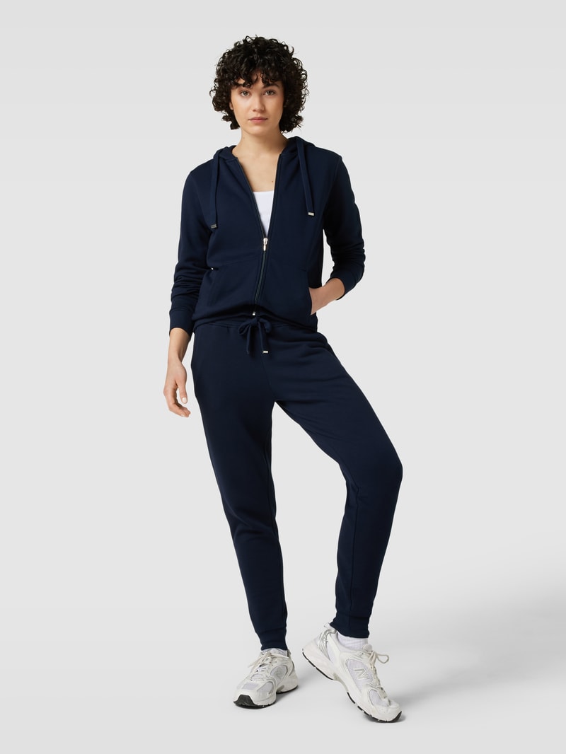 Sweatjacke mit gerippten Abschlüssen in dunkelblau