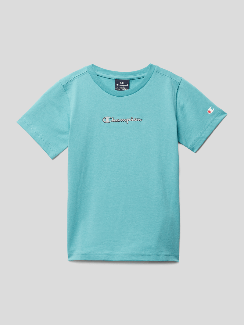 T-Shirt mit Label-Schriftzug in mint