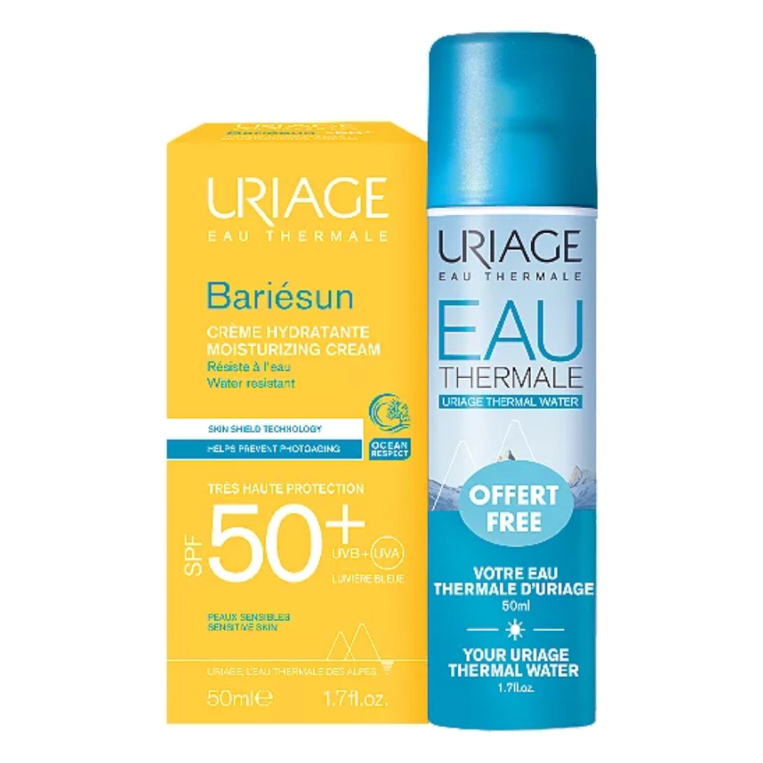 Uriage Bariésun SPF50+ Lot Crème Hydratante 50 ml + Eau Thermale 50 ml