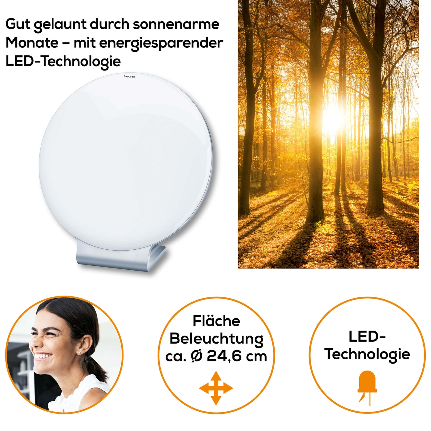 Beurer Tageslichtlampe TL 50-Formschöne Tageslichtlampe für mehr Tageslicht in dunklen Jahreszeiten