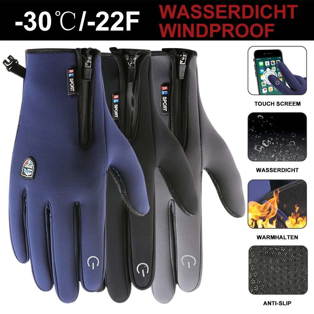 Sunicol Multisporthandschuhe Thermo Winterhandschuhe Touchscreen Fahrradhandschuhe Wasserdich Thermal Fleece, Winddicht Ski Sporthandschuhe für Damen Herren