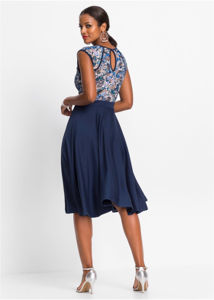 Midikleid mit Spitzeneinsatz